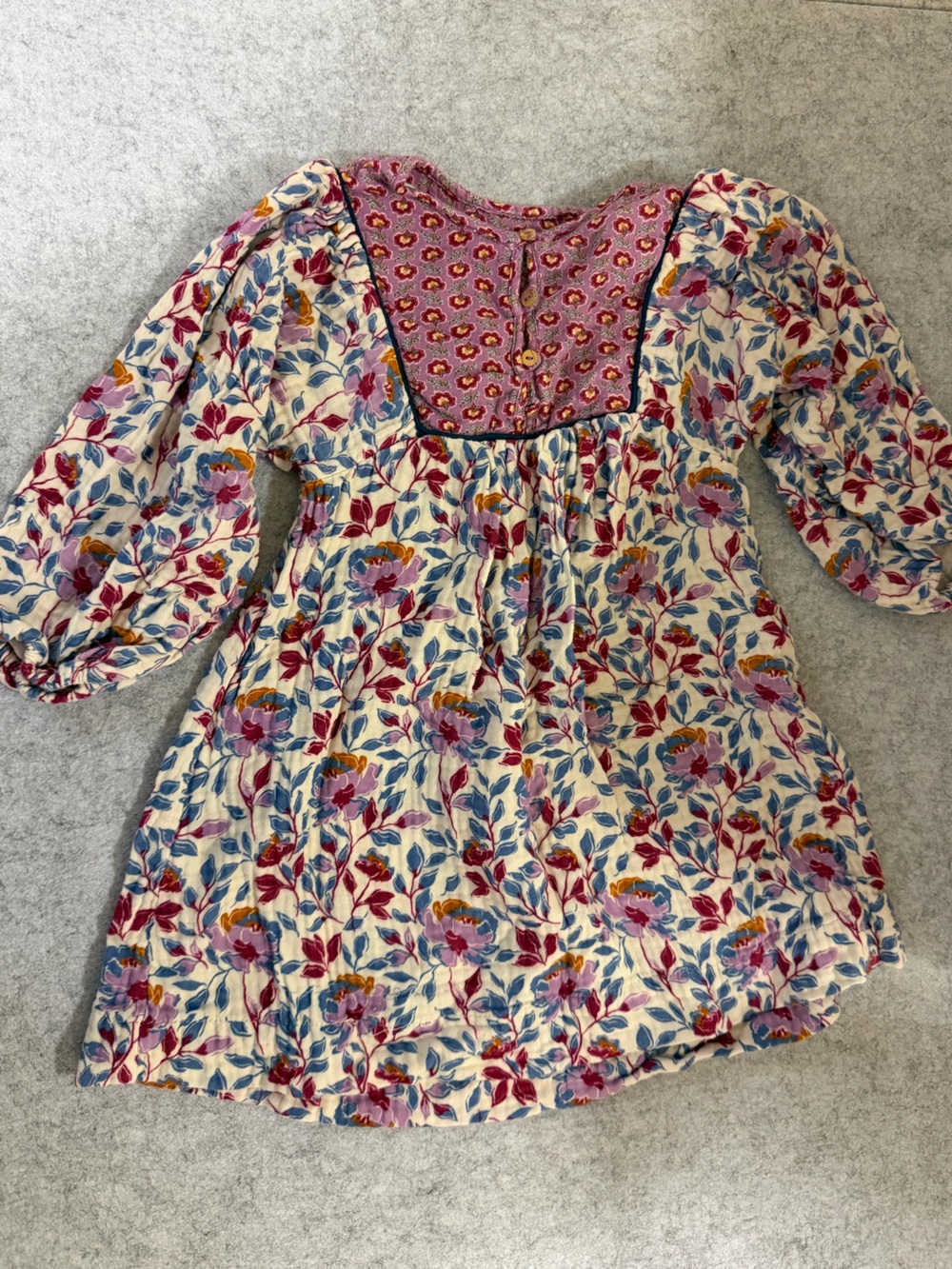 Zara Girls Floral Boho Dress Size 4-5Y 110 Long Sleeve Cotton Cottagecore